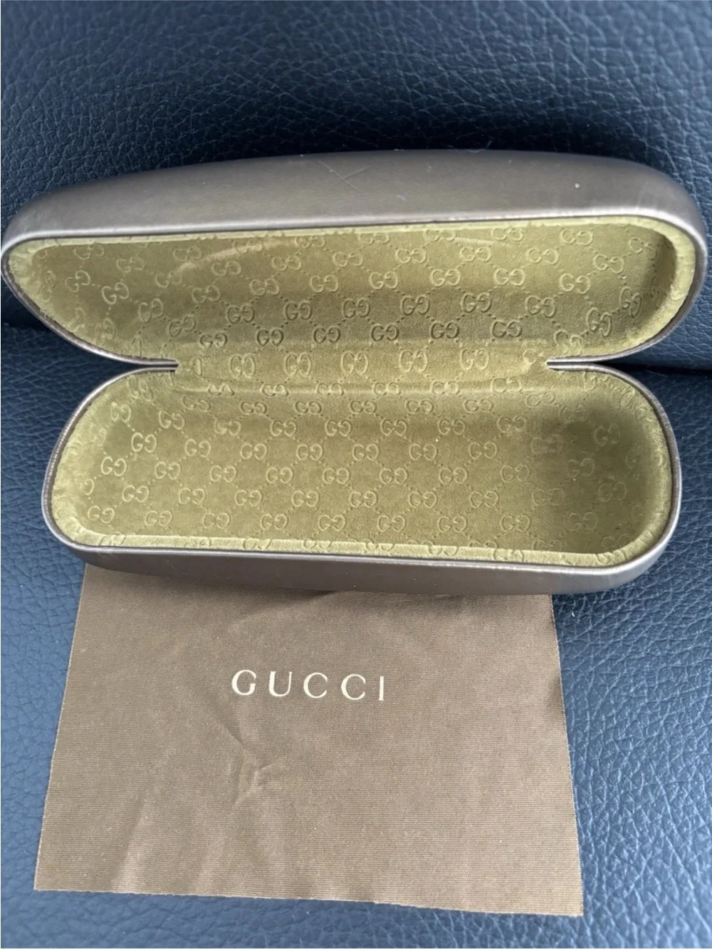 Gucci Brown Hard Sunglasses Case with Matching Cloth